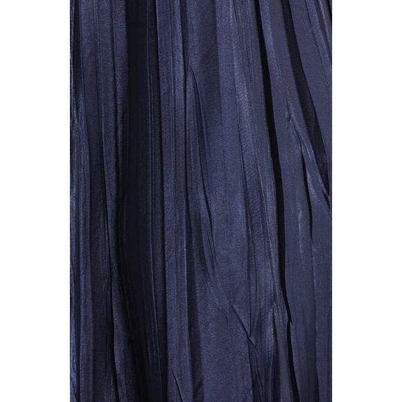 KOMAROV Women's Navy Beaded Charmeuse & Chiffon Tiered Midi Dress Size L NWT - Picture 3 of 13